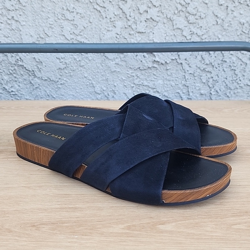Cole Haan Women's Dark Blue Suede Mules Size 7B - Picture 3 of 12